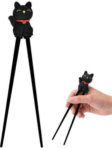 Palillos de Entrenamiento, Panda y Gato de la Suerte, Palillos Reutilizables Antideslizantes Resistentes al Calor para Fideos Asiáticos Ramen (gato)