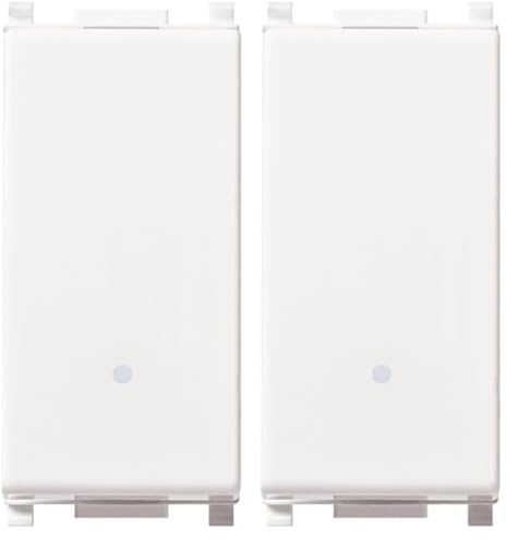 VIMAR 0R14001 Plana Interruttore 1P 16 AX 250 V, illuminabile, tasto sostituibile, bianco. Max 200 W per lampade con ballast integrato (IEC 60669-1:2017), 1 pezzo (Confezione da 2)