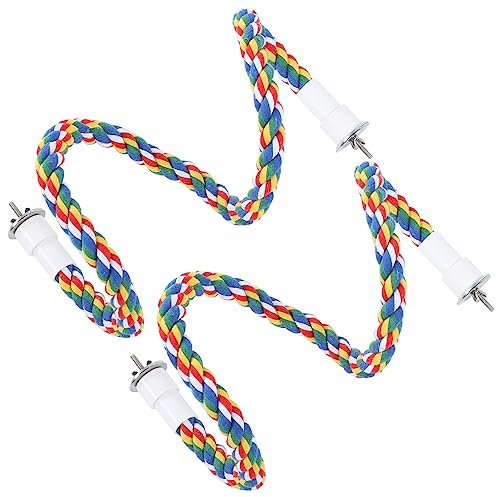 Generic 2st Färgglada Bomullsrep Sittplatser för Papegojor Tuggleksak och Spiralställ Fågeltillbehör 60 Cm (80 cm)
