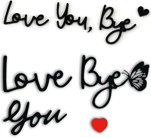 2PCS Love You Bye Above Door Sign, Wooden Sign With Lettering For The Hallway, DIY Craft, Home Decoration, Front Door, Walls, Signs For Window, Valentine's Day