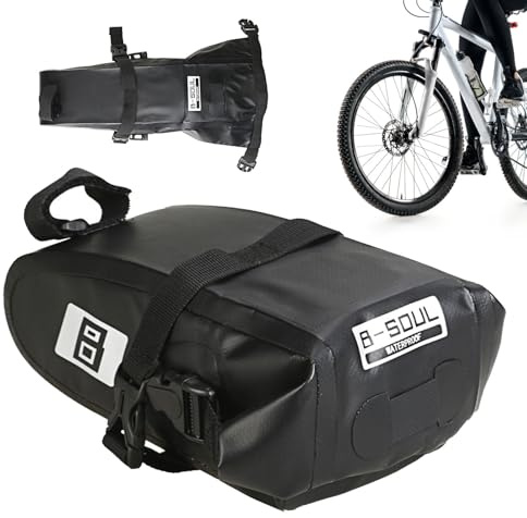 Fahrradsatteltaschen mit TPU-Beschichtung, groß, 33 cm, Rücktasche, abnehmbarer Keilbehälter | Transport von Ersatzrohren, Befestigung von flachen Reifen, Befestigung des Telefons trocken, Wandern