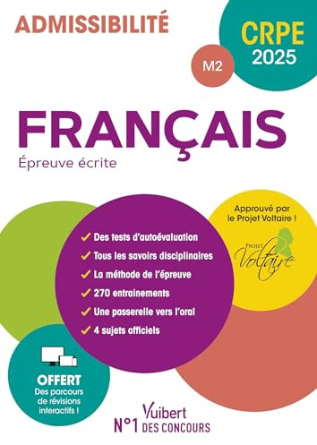 CRPE 2025 - Français - Epreuve écrite (M2): Le seul manuel relu et approuvé par le Projet Voltaire + Parcours de révisions interactifs !