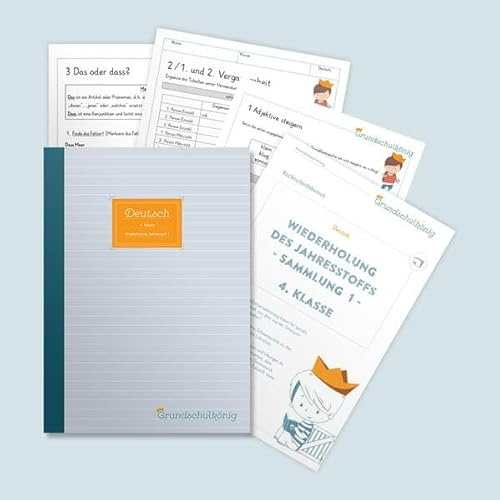 Grundschule - Deutsch, 4. Klasse: Wiederholung des Jahresstoffs - Teil 1: Deutsch, 4. Klasse, Arbeitsblättersammlung mit Lösungen
