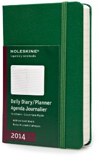 Moleskine Tageskalender, Pocket, onix grün hard cover 2014: Mit engl. Kalendarium mit einem Tag pro Seite (Moleskine Diaries)