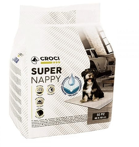 Croci - Alaise pour Chien 60 x 40 cm, 50 Pièces - Tapis Educateur Chiot, Chiens et Chats, Tapis Propreté Ultra Absorbant Jetable, Indéchirable et Anti-Odeur