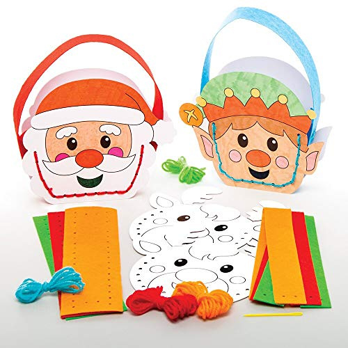 Baker Ross Handtaschen-Nähsets Weihnachten zum Ausmalen (Packung mit 4) - Festliche Kunst und Bastelhandwerk