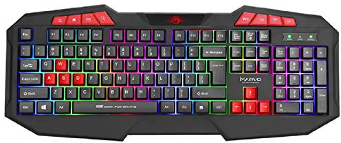 MARVO Clavier Gaming Keyboard rétroéclairé LED filaire Touches multimédias - K602