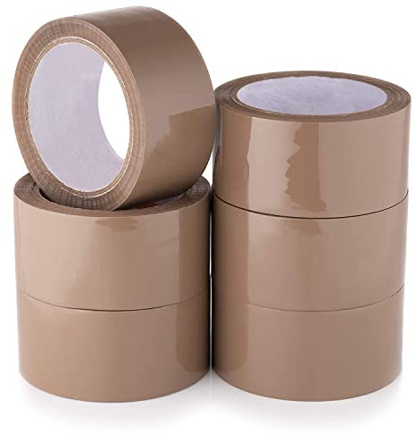 Wolf Tapes Packaging Tape, Heavy-Duty Parcel Tape for Packing, All Purpose Strong Adhesive Tape, Secure Sticky Seal for Boxes, FSC Certified Shipping Tape, Pack of 6 48MM x 66M (Brown)