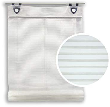 Raffrollo Bambusoptik | weiß wollweiß | inkl. Haken | ohne Bohren | BxH 45/60/80/95x130cm | (BxH 45x130cm)