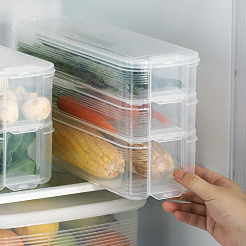 Taylor & Brown 3 Layer Plastic Refrigerator Fridge Freezer Storage Box Containers Bins Kitchen Cabinet Organizer Stackable Boxes with Lid