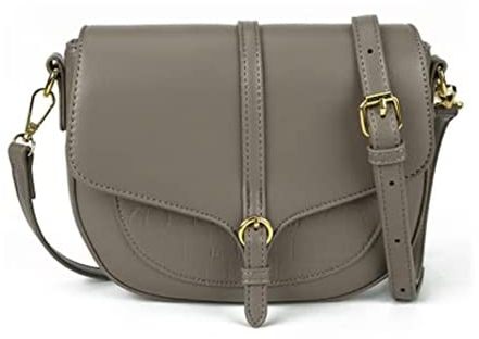 Gladdon Handtasche Damen Leder,Kleine Satteltasche Umhängetasche Ledertasche,Kreuz-Umhängetasche Schultertasche mit Krokodilmuster, Damenhandtaschen mit Webgurt（Grau）