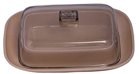 Home Garden Ornaments Creamy Butter Dish with Lid 12.5cm x 8cm – Plastic Butter Dish for 200g – Container with Lid – Serving Plates for Butter – Butter Box for Kitchen (Creamy)