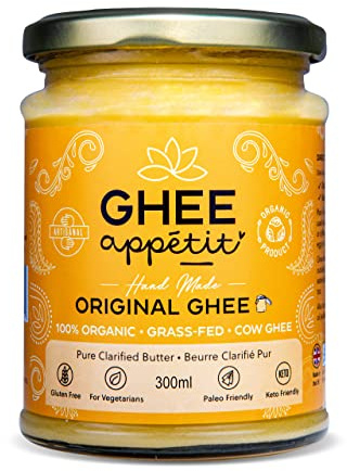 Ghee Appétit Original Ghee 300 ml I Certified Organic I Free Range Grass Fed Ghee I Ghee Butter I Vegetarian I Ayurveda Ghee Recipe I Pure Clarified Butter