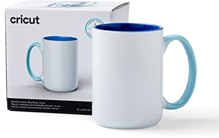 Cricut Beveled Ceramic Blank Mug | Ocean | 425ml (15oz) | 1 x Infusible Ink Sublimation Mug | for use with All Cutting Machines