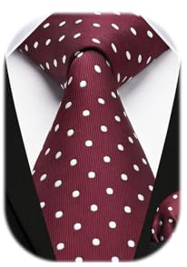 HISDERN Krawatte für Herren mit Einstecktuch Dot Krawatten Hochzeit Klassisch Business Krawatte Gepunktete und Taschentuch Set