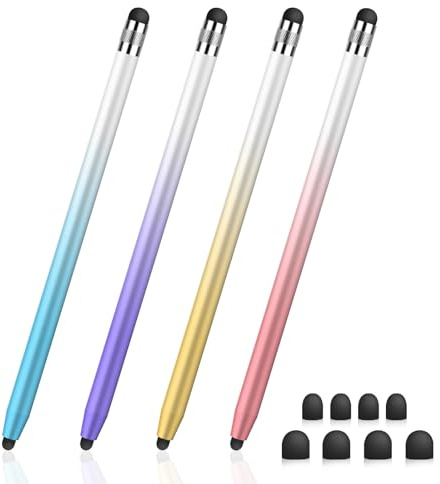 2-in-1 Stylus Pen With 8 Rubber Tips for Touch Screens - Compatible With Android, iPad Pro, iPhone, Samsung Galaxy and All Universal Touch Devices