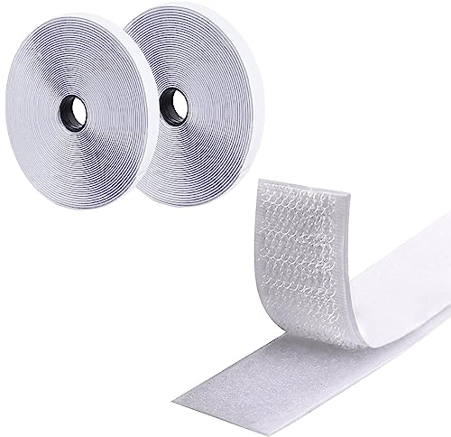 5M×2CM Cinta Adhesiva Doble Cara Nylon Gancho Y Cinta De Lazo,Adhesivo Doble Cara Fuerte, Hook y Loop Tape Para Alfombra Doméstica,Mosquiteras Textil Tela Cortinas Pared Dual Lock-Blanco