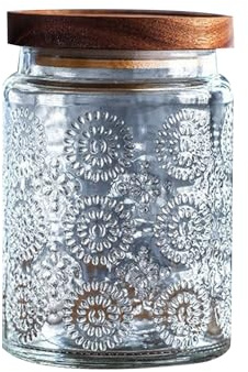 Barattolo di vetro vintage sigillato con coperchio per uso domestico per uso alimentare per caffè tè fuochi d'artificio modello piccolo