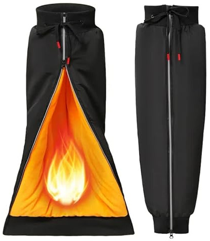 Winter Kniewärmer Motorrad extra lang dick mit Reißverschluss abzippbar winddicht wasserdicht Kniebandage für Erwachsene Outdoor Fahrrad Reiten Fahrrad Wandern Angeln Skifahren,Herren Damen