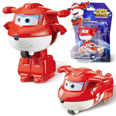 Super Wings Juguetes Transforming Jett, Juguete Robot avión de 5 cm, Figura de acción 2 en 1, Juguete transformable, Adecuado para niños y niñas a Partir de 3 años