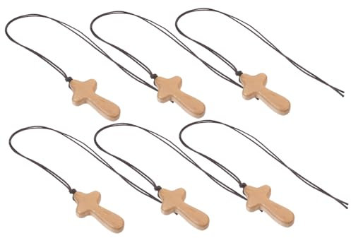 ABOOFAN Einzigartiges Handgefertigtes Kreuz- -halsketten-Set Mit 6 Holzdekor-rückspiegel-Accessoires