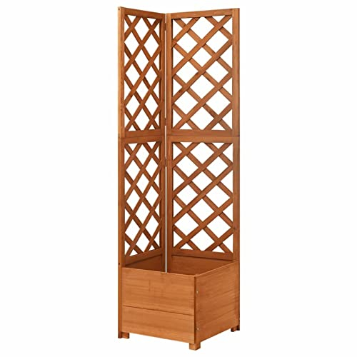 Chaduof Eck-Spalier mit Pflanzkasten, Pflanzkübel Mit Rankgitter, Blumenkasten Mit Rankgitter, Spalier, Pflanzkasten, Pflanzgefäß, 40x40x150cm Massivholz Tanne