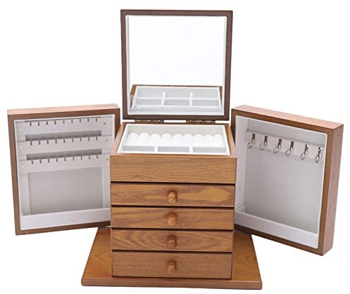 Schmuckkasten aus Holz, Vintage Schmuckkästchen 5 Ebenen Groß Schmuckkoffer Jewelry Box Organizer Schmuckaufbewahrung mit Deckel, 30 * 20 * 25cm