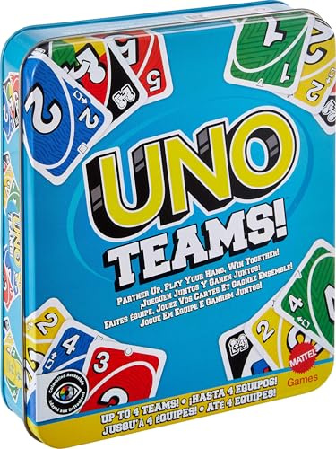 Mattel Games UNO Teams Gioco di Carte, 7+ anni, 2-10 Giocatori