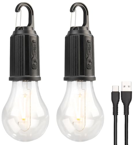 Lunartec Akkuleuchte: 2er-Set LED-Akku-Glühbirnen mit je 120 Lumen, 400 mAh, USB-Ladung (Akku Birne, Glühlampe, Angeln)
