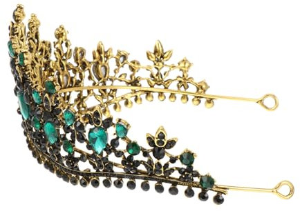 MERRYHAPY Braut Strass Krone Kristall Antik Gold Grün Hochzeit Für Party