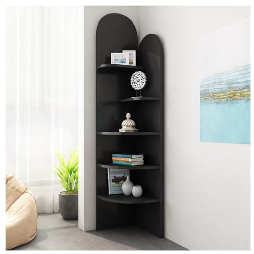 AMYSTY Corner Storage Shelf Corner Shelves 5-Tier Corner Shelf Thickened Board Corner Bookcase Corner Bookshelf Corner Display Rack For Home Office Corner Shelf Corner Stand Corner Display Rack(C)