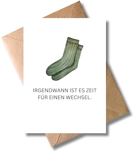 WBdesignz Abschied Karte mit Umschlag - Abschiedsgruß für Kollegen “Irgendwann ist es Zeit für einen Wechsel” Stricksocken Abschiedsgeschenk Neuanfang Jobwechsel Richtungswechsel (DIN A6)