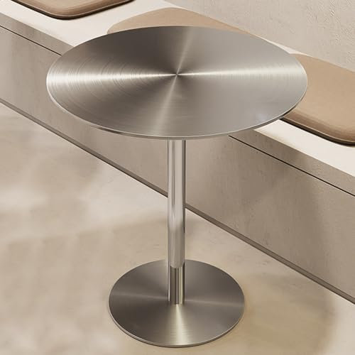 Runder Bistrotisch aus Edelstahl mit stabilem Fuß, hoher Bartisch für Küche, Esszimmer, Innen- und Außenbereich, einfache Montage, Kneipentisch