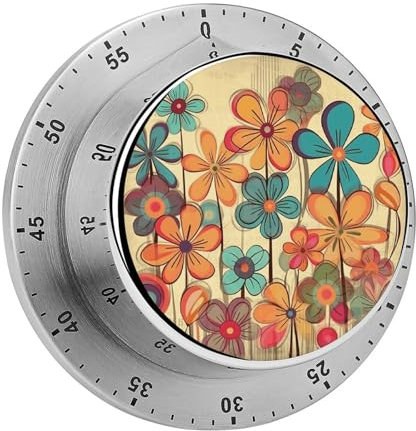 Vintage Style Flowers Kitchen Timer Egg Timer Kitchen Timers for Cooking Magnetic Timer Cooking Timer Gym Timer Cute Kitchen Timer,for Gym Teacher Study Exercise Baking