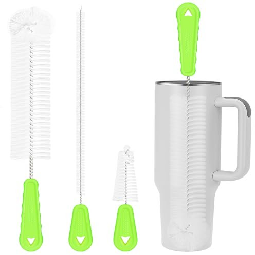YUNGMAX Bottle Brush Cleaning Set, 3Pcs Long Handle Water Bottle & Straw Cleaner Brushes for Washing Baby Bottles, Drinks Mugs, Flasks, Cup Lids, Teapot Spouts