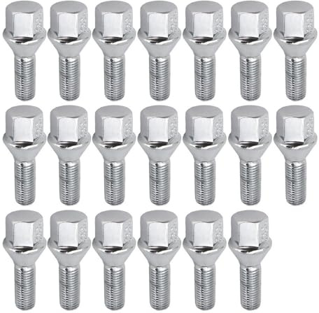 BASPHHH écrou Jante Compatible avec 3 Series pour E21 E30 E36 1995-2012 Accessoires de Voiture en Alliage Boulon de Roue écrou de cosse Goujon M12x1,5x26 17mm
