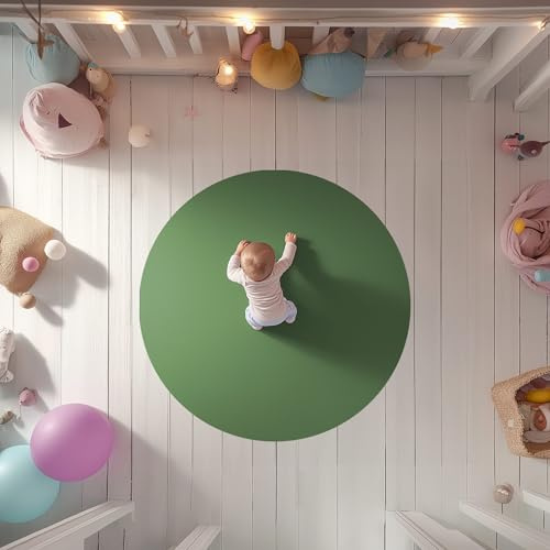 Sanosoft ECO runde Krabbelmatte Zauberkugel 180cm Olivgrün - Oeko-TEX zertifizierte Spiel - & Krabbelunterlage aus Deutschland. Für kleine Füße, die Großes vorhaben!