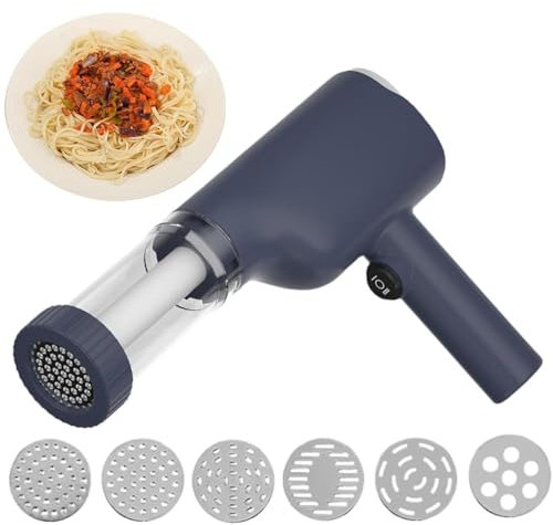 2025 Machine a Pates Fraiche Electrique Portable, Presses à Pâtes électriques, Machine a Pates Fraiche avec 6 Accessoires, 40w Machine a Pate éLectrique, pour Spaghetti/Fettuccine (bleu)