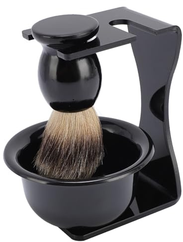 Kit de Aseo de Barba con Pincel de Barba, Juego de Afeitado Premium para Hombres con Tazón en Espuma y Soporte para Viajar