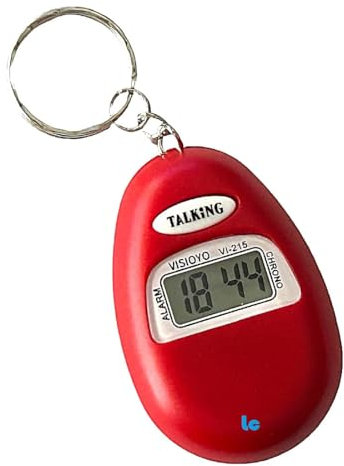 Genérico Llavero Reloj Parlante - Voz En Español - Discapacidad Visual - Invidentes - Personas Mayores - Color Rojo