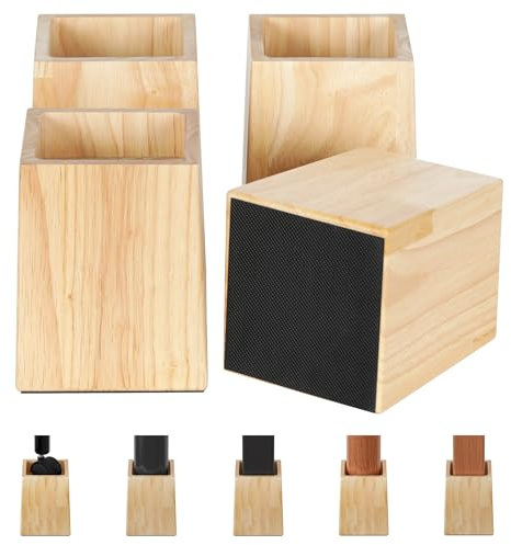 TQVAI Set di 4 alzacristalli per mobili, in legno, supporta fino a 1000 KGS pesanti, allungamento per gambe del tavolo, per divano, altezza di sollevamento di 5 pollici, colore naturale