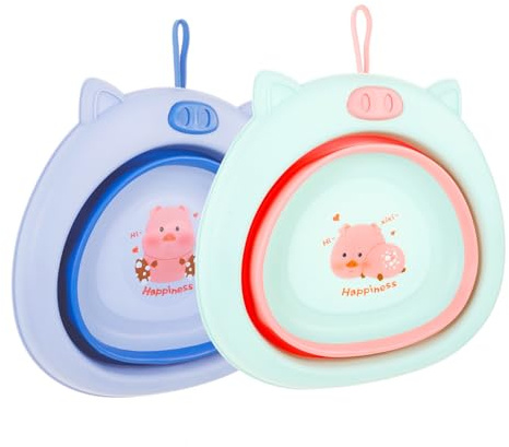 Beaupretty 2stücke Faltbares Waschbecken für Junge Mädchen Gesichtswaschbecken Babywaschbecken Neugeborenen-waschbecken Tragbares Waschbecken Platzsparend und Langlebig