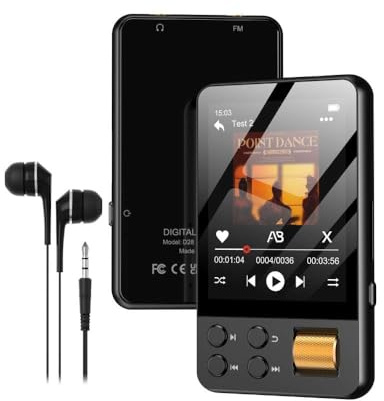128GB MP3 Player with Touchscreen and Buttons, Bluetooth 5.4 Portable Media Player, Supports Video, eBook, FM Radio, Voice Recorder, Pedometer & Speaker,Up to 512GB(Black)