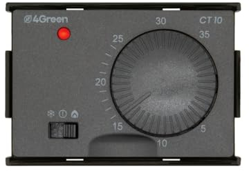 4GREEN CT 10B 503 infälld termostat, rotationsjustering, temperaturkontroll för panna och luftkonditionering, batteridriven, frontplattor vit och grå antracit
