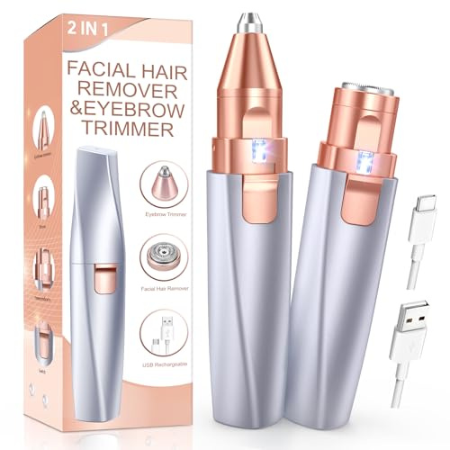 Rasuradora Facial Mujer recortadora de cejas electrica: iFANZETECH Rasuradora Facial Electrica Eliminar Vello sin Dolor con Luz Smartlight Labio Superior, Barbilla, Mejillas y Cejas Regalo Mujer Azul
