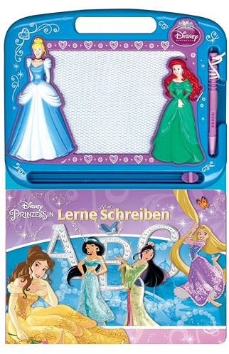 Disney Prinzessin - Schreiben Lernen, Lern- und Zaubertafel – Lernmaterialien für Kinder, 22-seitiges Pappbilderbuch, 1 Magnetische Zeichentafel, 1 Magnetstift