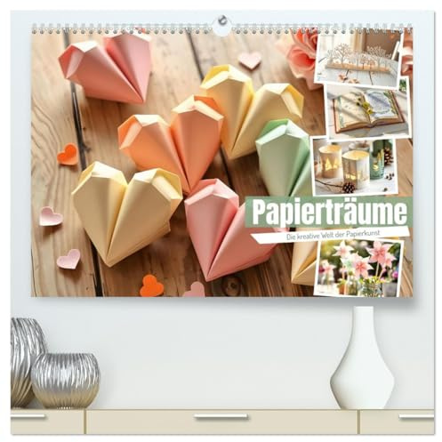 Papierträume - Die kreative Welt der Papierkunst (hochwertiger Premium Wandkalender 2026 DIN A2 quer), Kunstdruck in Hochglanz: Zarte Kunstwerke aus Papier (CALVENDO Kunst)