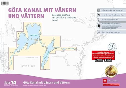Sportbootkarten Satz 14: Göta Kanal mit Vänern und Vättern (Ausgabe 2024/2025): Göteborg bis Mem mit Göta Älv und Trollhätte Kanal