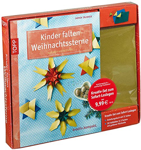 Kreativ-Set: Kinder falten Weihnachtssterne: Buch mit 30 Faltblättern in 3 Farben mit goldener Rückseite (Buch plus Material)