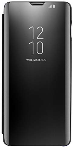 Schutzhülle für Samsung Galaxy S10 Plus, Standfunktion, transparent, Sichtfenster, Flip Case (schwarz)
